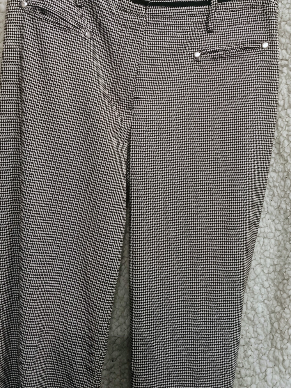 Christopher & Banks Black and Gray Houndstooth Straight-Leg Trousers Size 4 - Picture 2 of 5